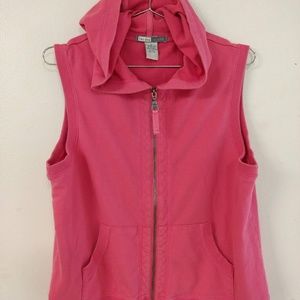Coral/Salmon Pink Sleeveless Zip Hoodie Vest